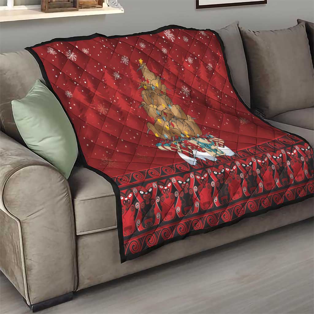 Funny Kiwi Bird Xmas Tree Quilt New Zealand Tribal Christmas Spirit LT9 - Polynesian Pride