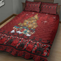 Funny Kiwi Bird Xmas Tree Quilt Bed Set New Zealand Tribal Christmas Spirit LT9 - Polynesian Pride