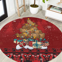 Funny Kiwi Bird Xmas Tree Round Carpet New Zealand Tribal Christmas Spirit LT9 Red - Polynesian Pride