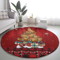 Funny Kiwi Bird Xmas Tree Round Carpet New Zealand Tribal Christmas Spirit LT9 - Polynesian Pride