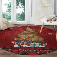 Funny Kiwi Bird Xmas Tree Round Carpet New Zealand Tribal Christmas Spirit LT9 - Polynesian Pride