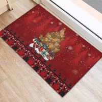 Funny Kiwi Bird Xmas Tree Rubber Doormat New Zealand Tribal Christmas Spirit LT9 - Polynesian Pride