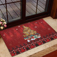 Funny Kiwi Bird Xmas Tree Rubber Doormat New Zealand Tribal Christmas Spirit LT9 - Polynesian Pride