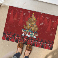 Funny Kiwi Bird Xmas Tree Rubber Doormat New Zealand Tribal Christmas Spirit LT9 - Polynesian Pride