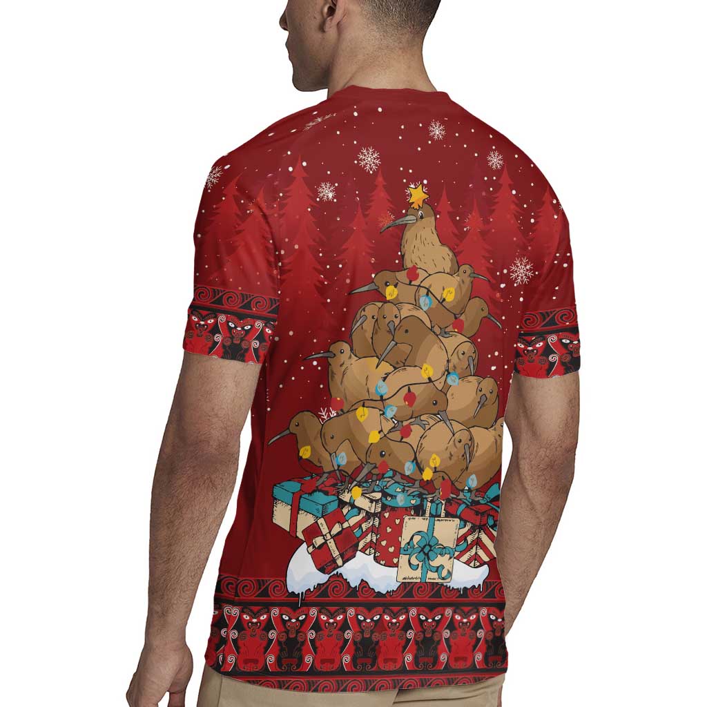 Funny Kiwi Bird Xmas Tree Rugby Jersey New Zealand Tribal Christmas Spirit LT9 - Polynesian Pride