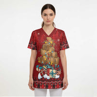 Funny Kiwi Bird Xmas Tree Scrub Top New Zealand Tribal Christmas Spirit LT9 - Polynesian Pride