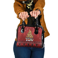 Funny Kiwi Bird Xmas Tree Shoulder Handbag New Zealand Tribal Christmas Spirit LT9 One Size Red - Polynesian Pride