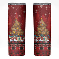 Funny Kiwi Bird Xmas Tree Skinny Tumbler New Zealand Tribal Christmas Spirit LT9 Red - Polynesian Pride