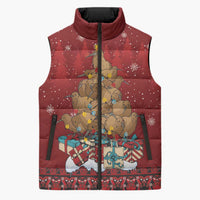Funny Kiwi Bird Xmas Tree Sleeveless Puffer Jacket New Zealand Tribal Christmas Spirit LT9 Unisex Red - Polynesian Pride