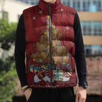 Funny Kiwi Bird Xmas Tree Sleeveless Puffer Jacket New Zealand Tribal Christmas Spirit LT9 - Polynesian Pride