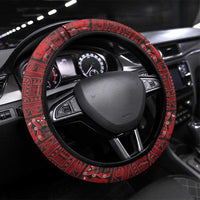 Funny Kiwi Bird Xmas Tree Steering Wheel Cover New Zealand Tribal Christmas Spirit LT9 Universal Fit Red - Polynesian Pride