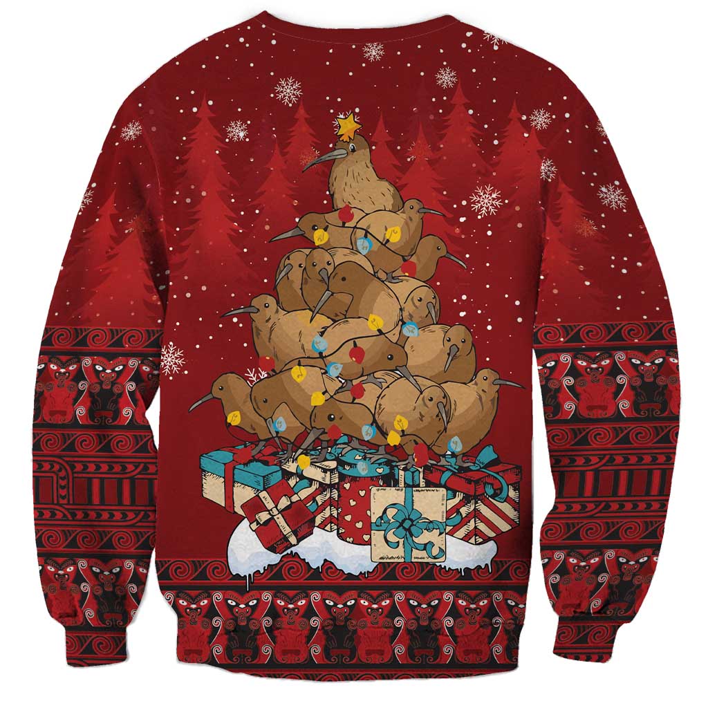 Funny Kiwi Bird Xmas Tree Sweatshirt New Zealand Tribal Christmas Spirit LT9 - Polynesian Pride