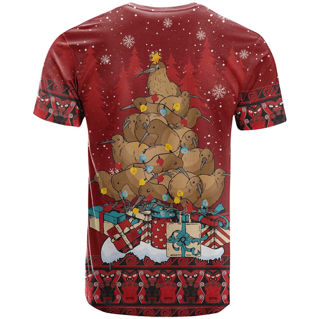 Funny Kiwi Bird Xmas Tree T Shirt New Zealand Tribal Christmas Spirit LT9 - Polynesian Pride