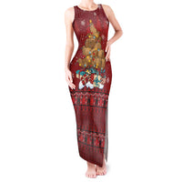 Funny Kiwi Bird Xmas Tree Tank Maxi Dress New Zealand Tribal Christmas Spirit LT9 Women Red - Polynesian Pride