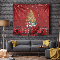 Funny Kiwi Bird Xmas Tree Tapestry New Zealand Tribal Christmas Spirit LT9 Red - Polynesian Pride