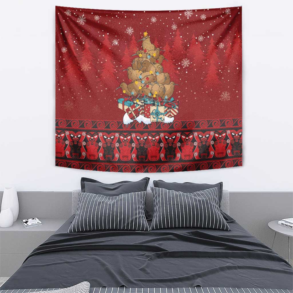 Funny Kiwi Bird Xmas Tree Tapestry New Zealand Tribal Christmas Spirit LT9 - Polynesian Pride