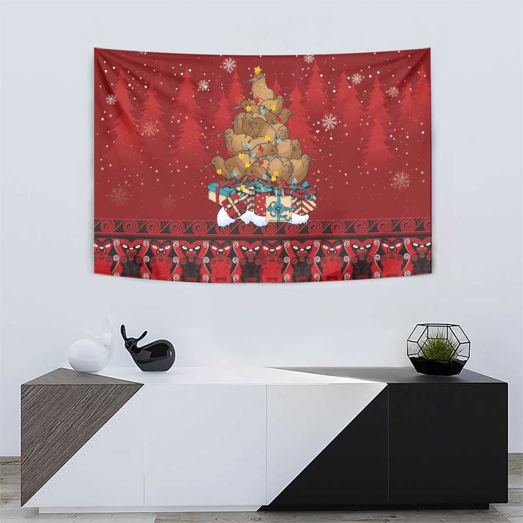 Funny Kiwi Bird Xmas Tree Tapestry New Zealand Tribal Christmas Spirit LT9 - Polynesian Pride
