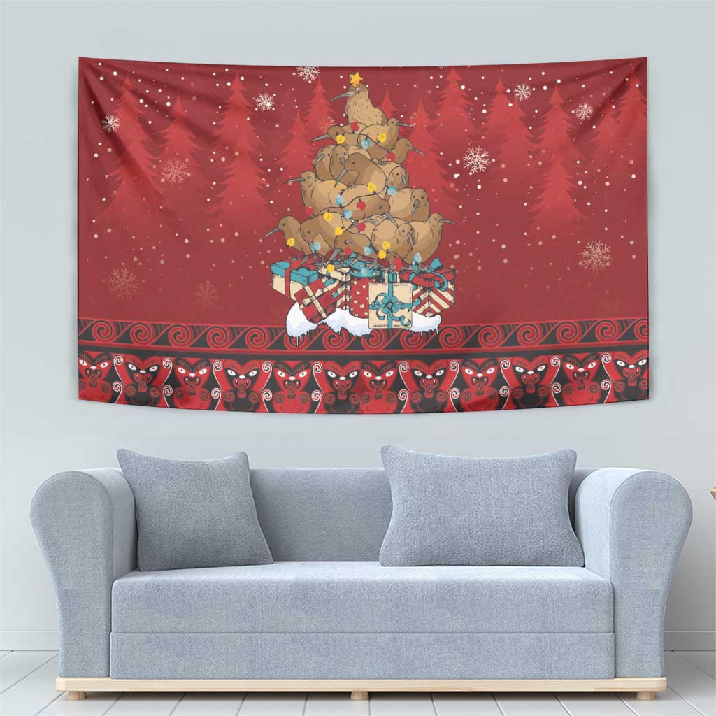 Funny Kiwi Bird Xmas Tree Tapestry New Zealand Tribal Christmas Spirit LT9 - Polynesian Pride