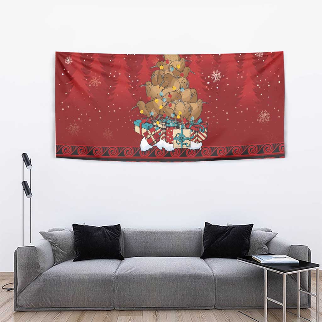 Funny Kiwi Bird Xmas Tree Tapestry New Zealand Tribal Christmas Spirit LT9 - Polynesian Pride