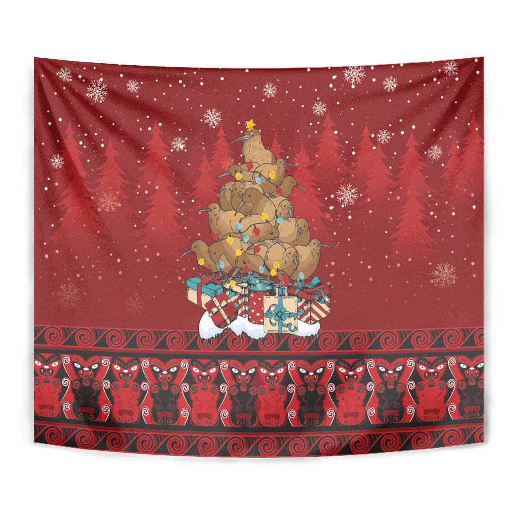 Funny Kiwi Bird Xmas Tree Tapestry New Zealand Tribal Christmas Spirit LT9 - Polynesian Pride