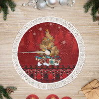 Funny Kiwi Bird Xmas Tree Tree Skirt New Zealand Tribal Christmas Spirit LT9 Fringed Red - Polynesian Pride
