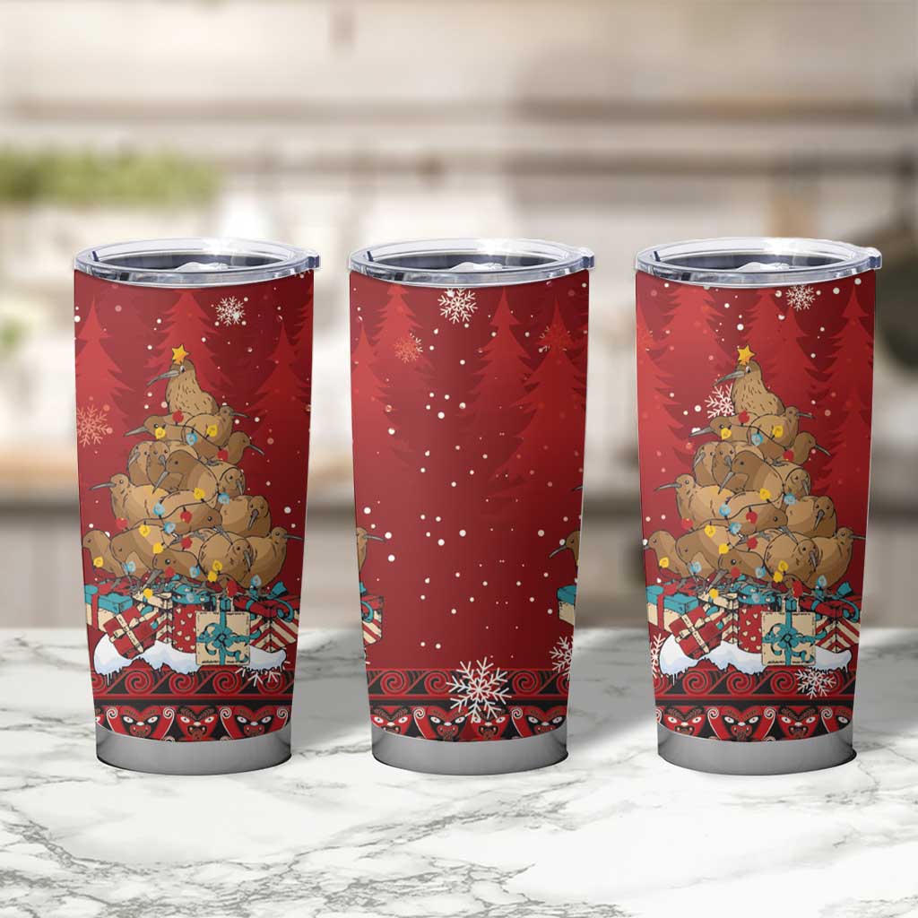 Funny Kiwi Bird Xmas Tree Tumbler Cup New Zealand Tribal Christmas Spirit LT9 - Polynesian Pride