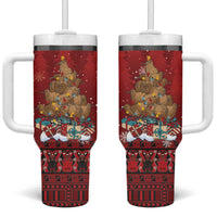 Funny Kiwi Bird Xmas Tree Tumbler With Handle New Zealand Tribal Christmas Spirit LT9 One Size: 40 oz Red - Polynesian Pride