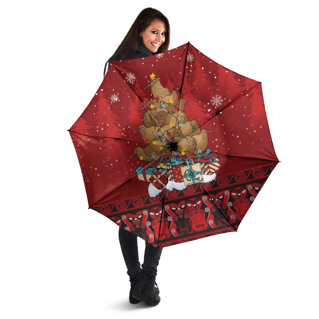 Funny Kiwi Bird Xmas Tree Umbrella New Zealand Tribal Christmas Spirit LT9 - Polynesian Pride