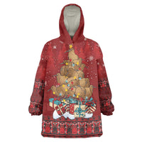 Funny Kiwi Bird Xmas Tree Wearable Blanket Hoodie New Zealand Tribal Christmas Spirit LT9 One Size Red - Polynesian Pride