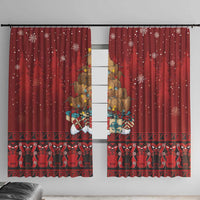 Funny Kiwi Bird Xmas Tree Window Curtain New Zealand Tribal Christmas Spirit LT9 With Hooks Red - Polynesian Pride