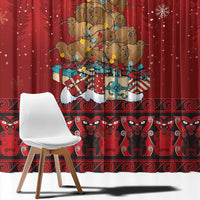 Funny Kiwi Bird Xmas Tree Window Curtain New Zealand Tribal Christmas Spirit LT9 - Polynesian Pride