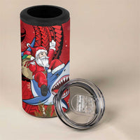 Funny Santa Riding Shark 4 in 1 Can Cooler Tumbler Polynesian Tribal Christmas Spirit LT9 - Polynesian Pride