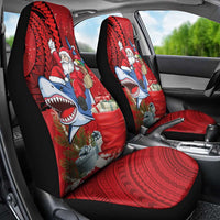 Funny Santa Riding Shark Car Seat Cover Polynesian Tribal Christmas Spirit LT9 - Polynesian Pride