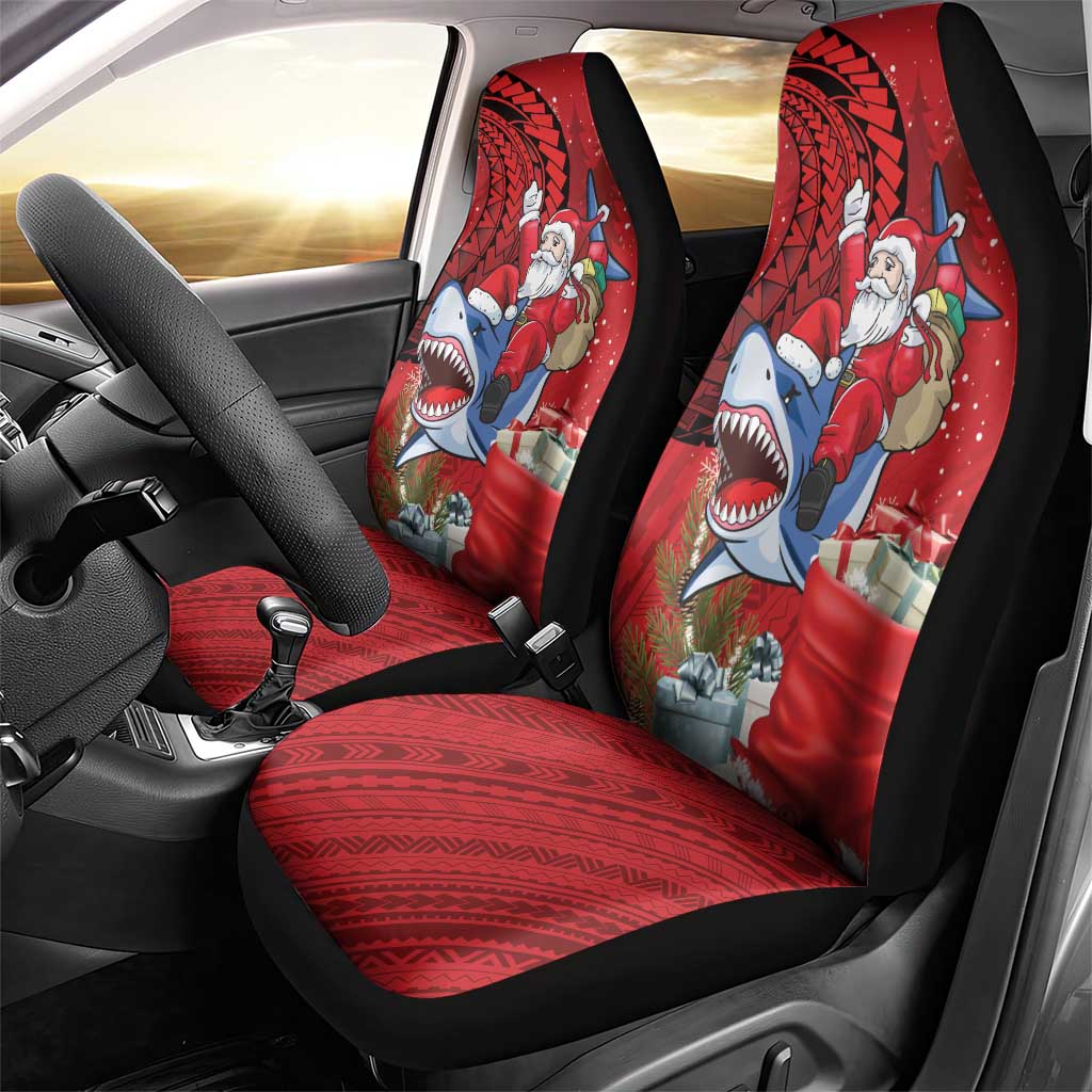 Funny Santa Riding Shark Car Seat Cover Polynesian Tribal Christmas Spirit LT9 - Polynesian Pride