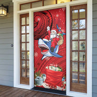 Funny Santa Riding Shark Door Cover Polynesian Tribal Christmas Spirit LT9 - Polynesian Pride