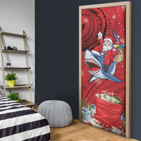 Funny Santa Riding Shark Door Cover Polynesian Tribal Christmas Spirit LT9 - Polynesian Pride
