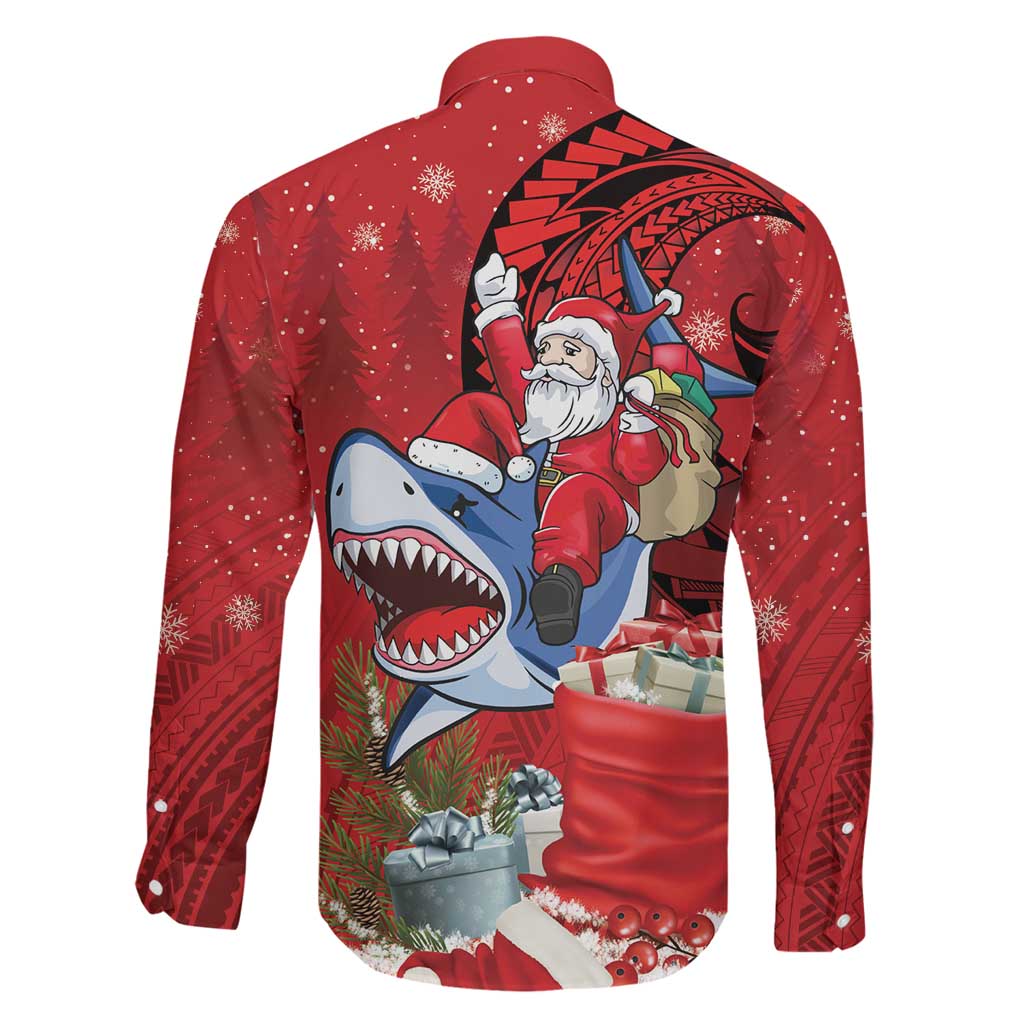 Funny Santa Riding Shark Family Matching Puletasi and Hawaiian Shirt Polynesian Tribal Christmas Spirit LT9 - Polynesian Pride