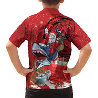 Funny Santa Riding Shark Family Matching Summer Maxi Dress and Hawaiian Shirt Polynesian Tribal Christmas Spirit LT9 - Polynesian Pride