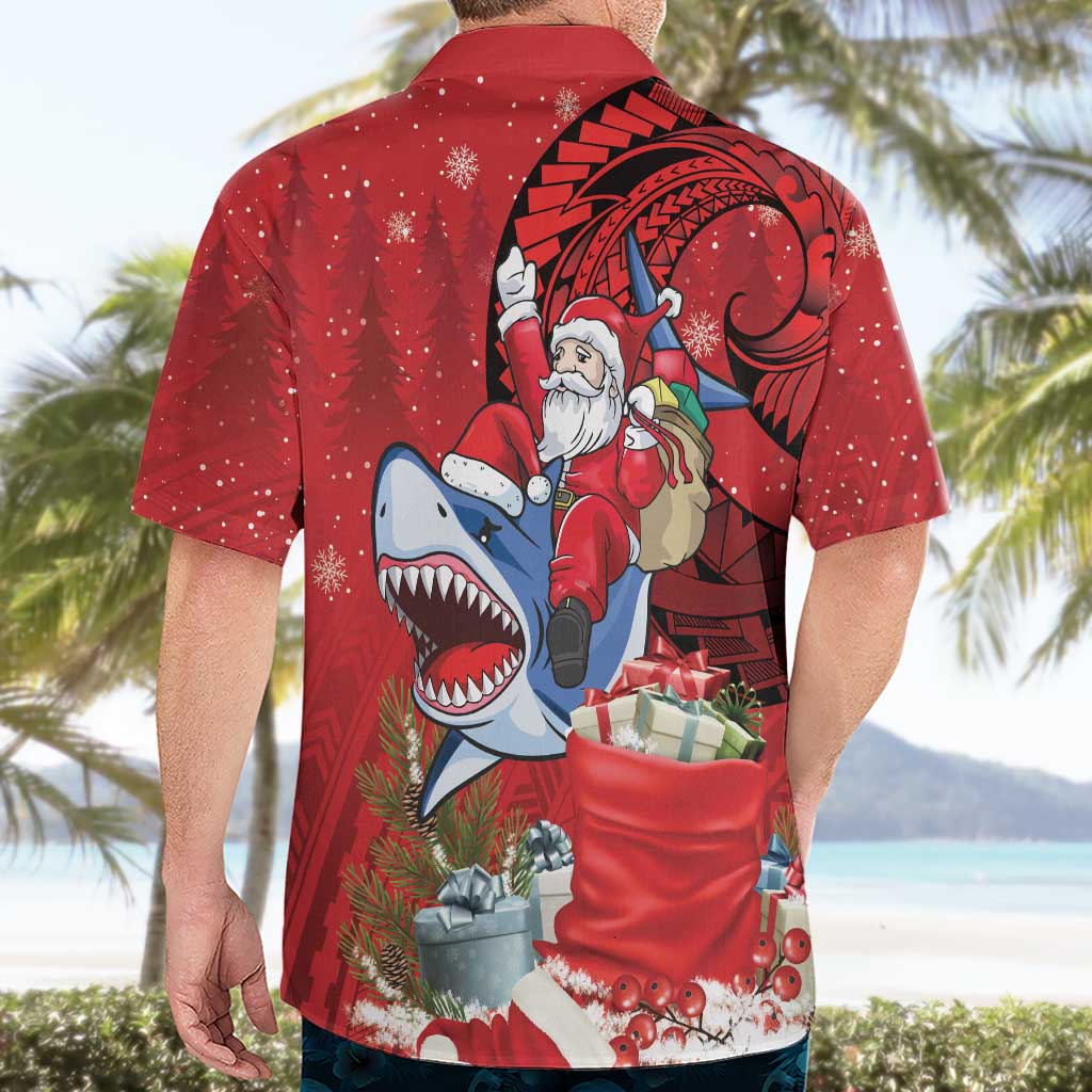 Funny Santa Riding Shark Hawaiian Shirt Polynesian Tribal Christmas Spirit LT9 - Polynesian Pride