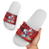 Funny Santa Riding Shark Slide Sandals Polynesian Tribal Christmas Spirit - Polynesian Pride