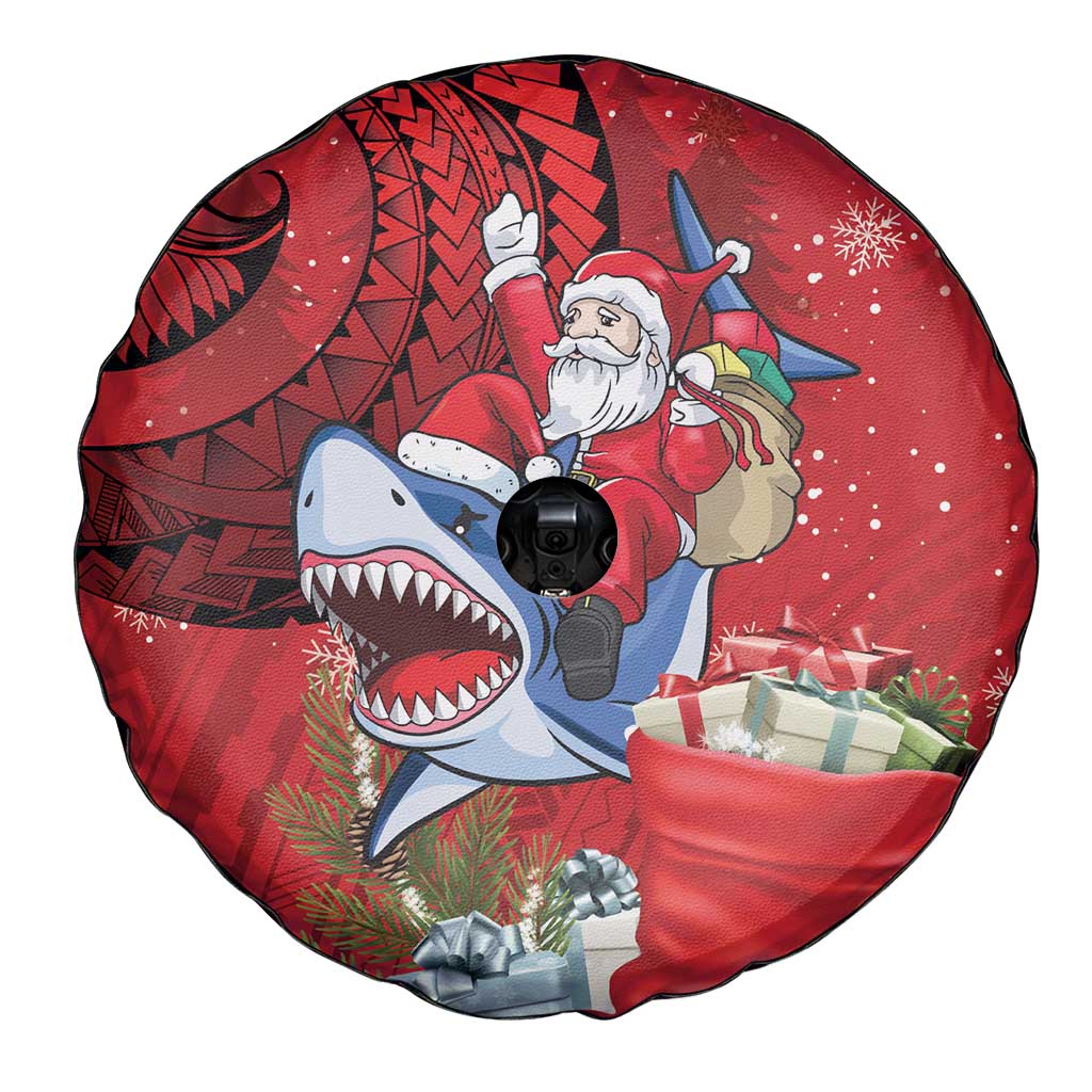 Funny Santa Riding Shark Spare Tire Cover Polynesian Tribal Christmas Spirit LT9 - Polynesian Pride