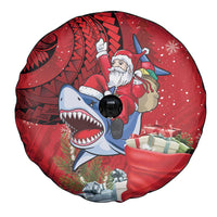 Funny Santa Riding Shark Spare Tire Cover Polynesian Tribal Christmas Spirit LT9 - Polynesian Pride