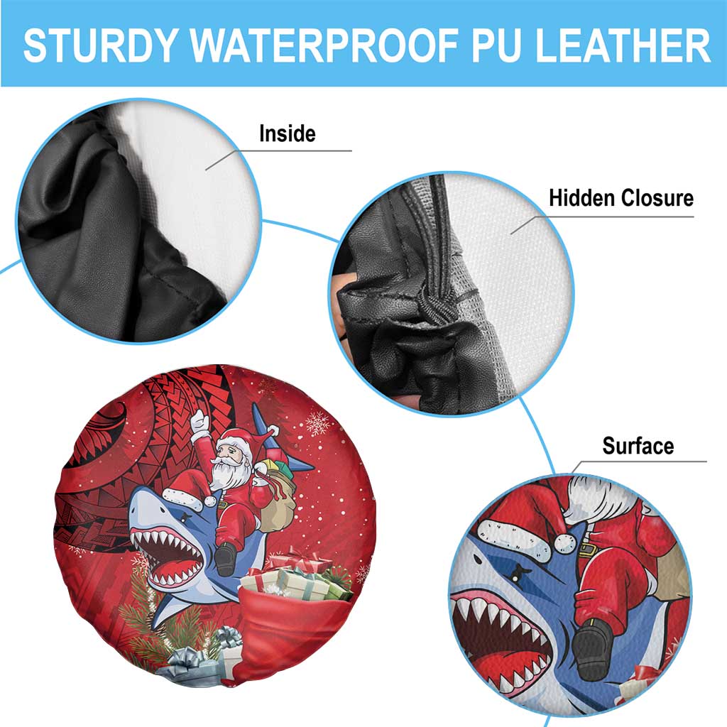 Funny Santa Riding Shark Spare Tire Cover Polynesian Tribal Christmas Spirit LT9 - Polynesian Pride