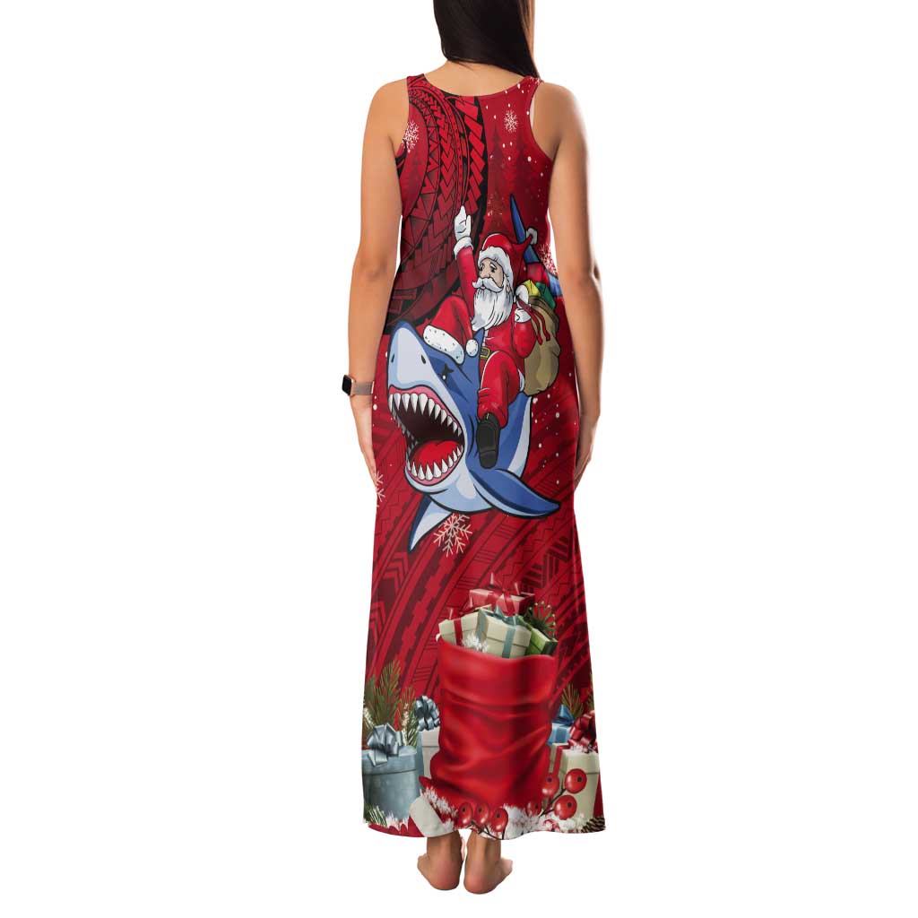Funny Santa Riding Shark Tank Maxi Dress Polynesian Tribal Christmas Spirit LT9 - Polynesian Pride