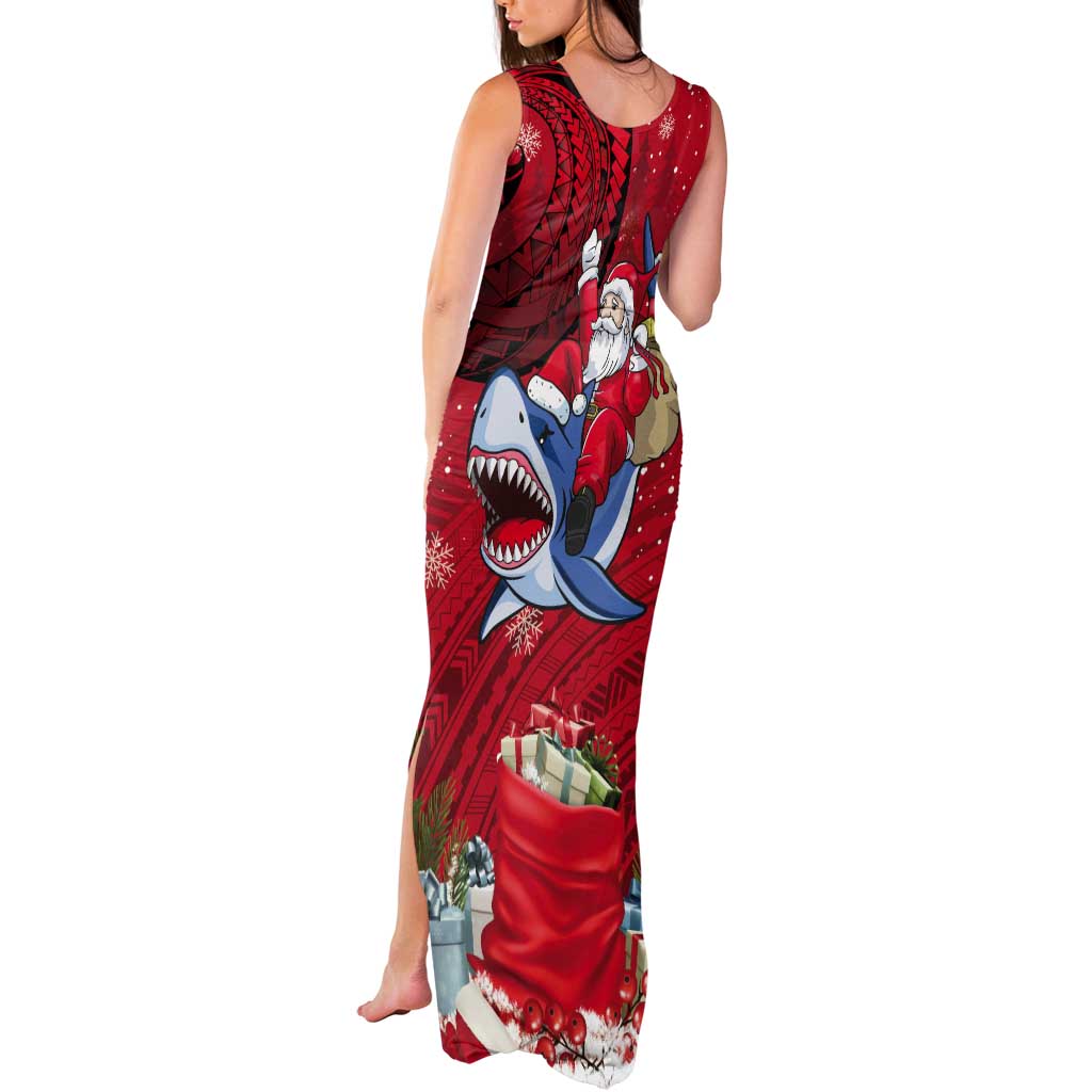 Funny Santa Riding Shark Tank Maxi Dress Polynesian Tribal Christmas Spirit LT9 - Polynesian Pride