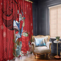 Funny Santa Riding Shark Window Curtain Polynesian Tribal Christmas Spirit LT9 - Polynesian Pride