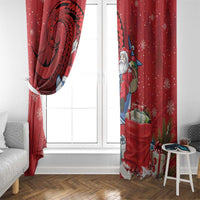 Funny Santa Riding Shark Window Curtain Polynesian Tribal Christmas Spirit LT9 - Polynesian Pride