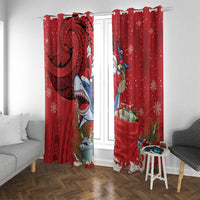 Funny Santa Riding Shark Window Curtain Polynesian Tribal Christmas Spirit LT9 With Grommets Red - Polynesian Pride