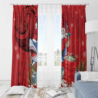 Funny Santa Riding Shark Window Curtain Polynesian Tribal Christmas Spirit LT9 - Polynesian Pride