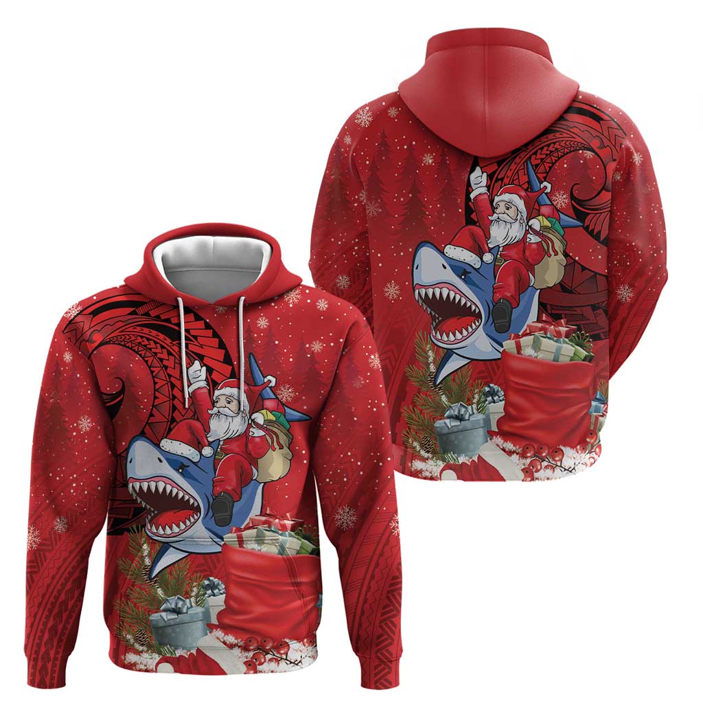 Funny Santa Riding Shark Zip Hoodie Polynesian Tribal Christmas Spirit LT9 - Polynesian Pride